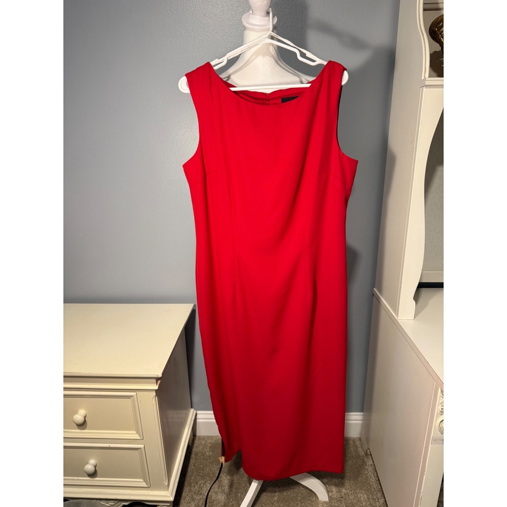 Sag Harbor Dress Red Sleeveless Sheath Boat Neck Maxi Column Dress Size 16